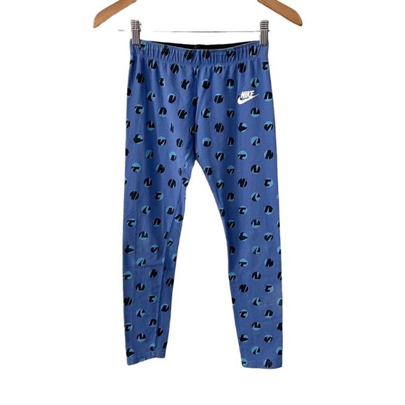 Nike Other - Nike Blue Logo Printed Polka Dots Leggings Youth Girl's Size Medium Athletic